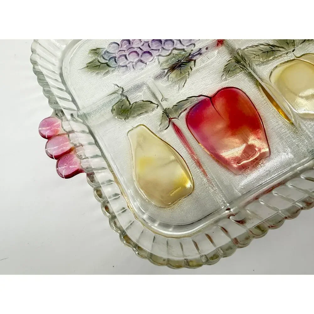 Retro Stained Glass Look Fruit Serving Tray Groovy Kitchen Decor 8x10